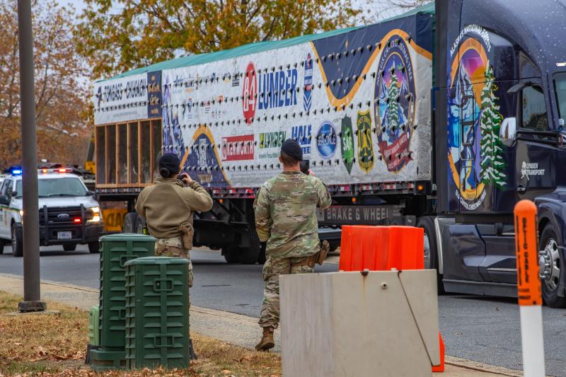 Dover Air Force Base personnel take photos as the U.S. Capitol Christmas Tree stops by on its way to Washington, D.C. for the holiday season. SUBMITTED PHOTOS